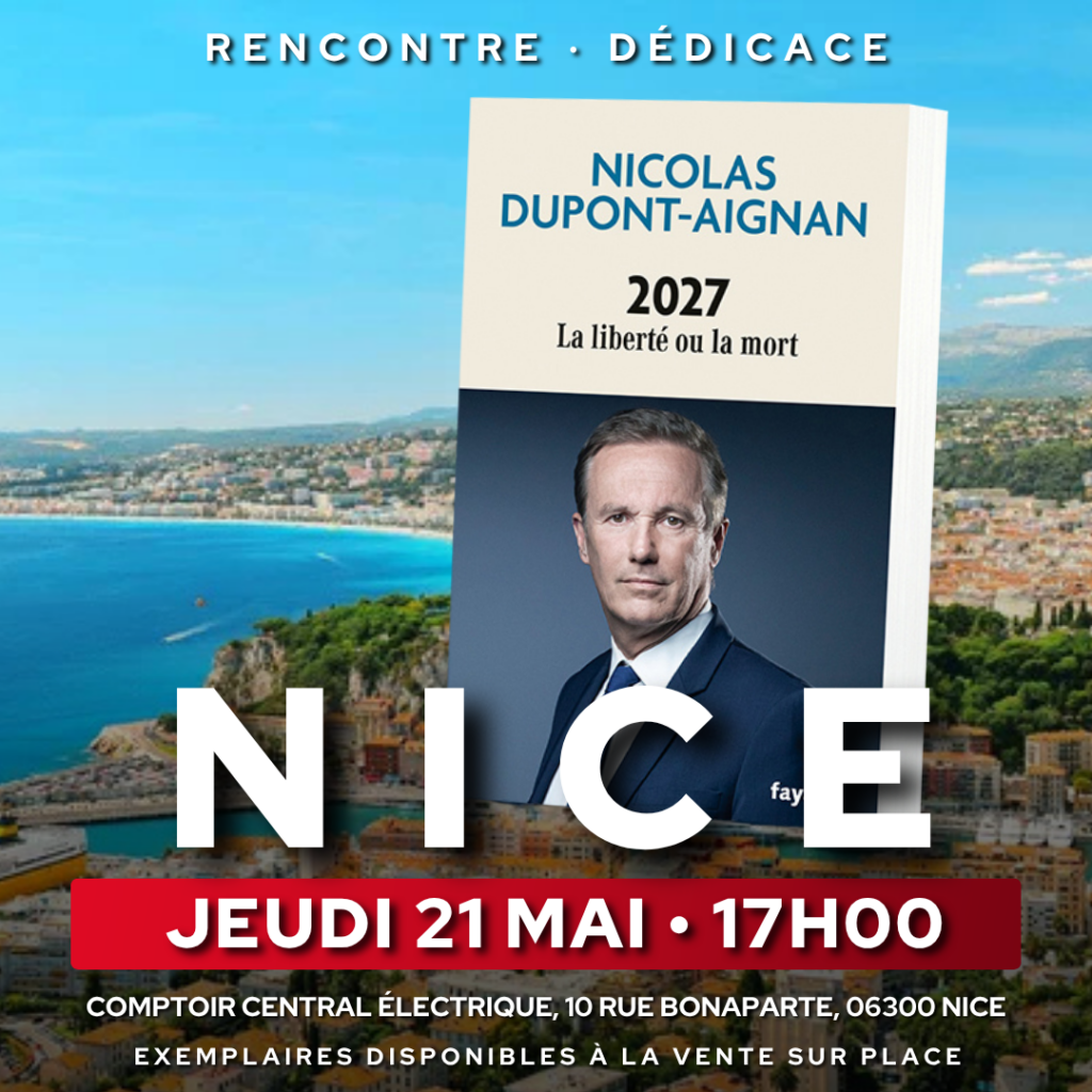 Nicolas Dupont-Aignan en dédicace à Nice le 21/05/26