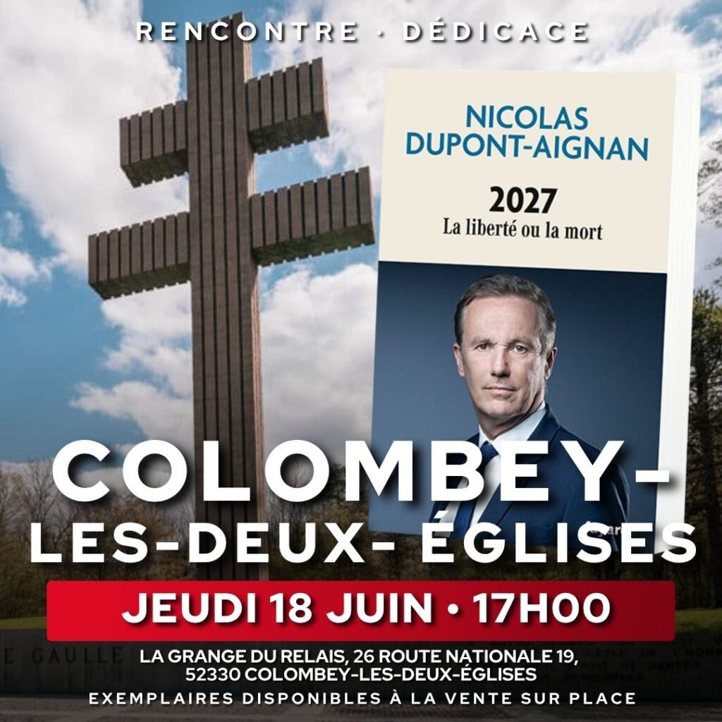 Nicolas Dupont-Aignan en dédicace à Colombey-les-deux-Église le 18/06/26